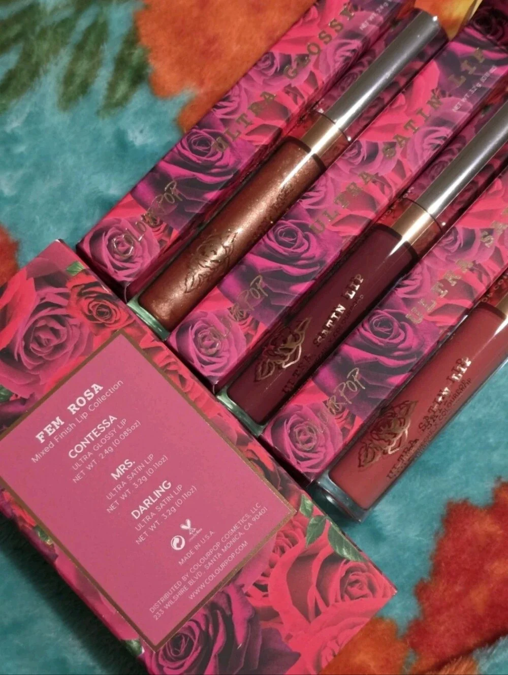 Colourpop Fem Rosa Karrueche Eyeshadow Palette Blush Lip Glossy Satin Set Of 4